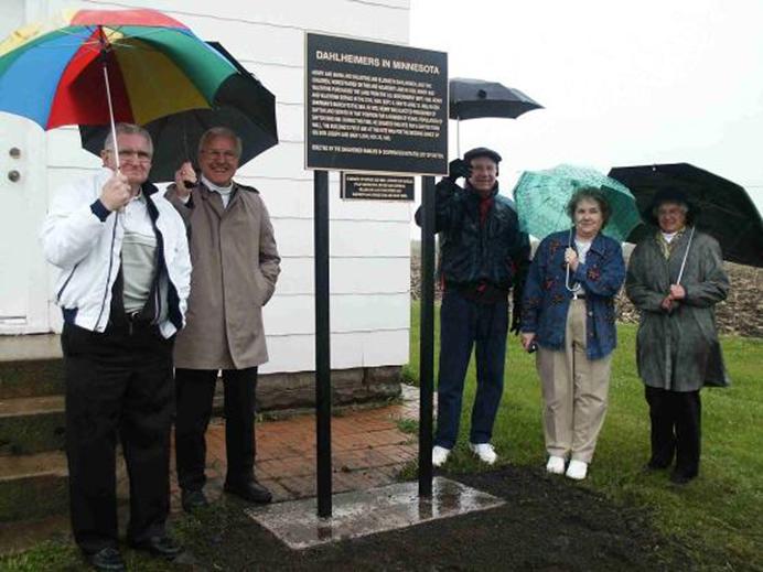 Photo of Dahlheimer family members at sign dedication